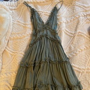 Sage green ditzy mini dress